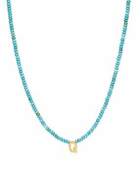 Q - Initial Turquoise Beaded Necklace by Mayamar